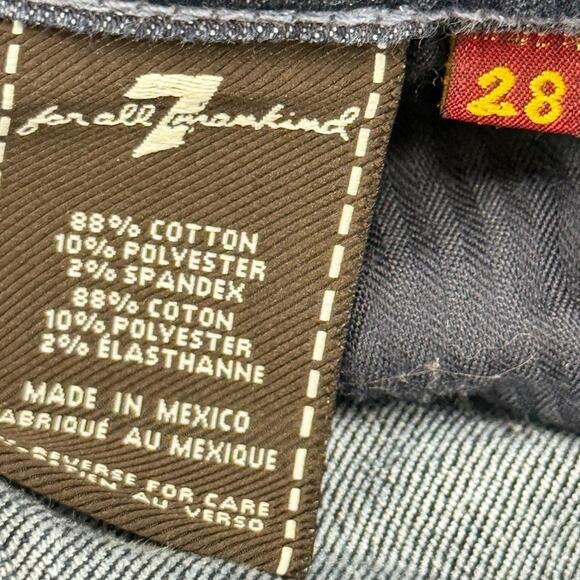 7 Seven for All Mankind Bootcut Boot Cut Dark Wash Rhinestone Pocket Jeans 28 - Picture 15 of 16